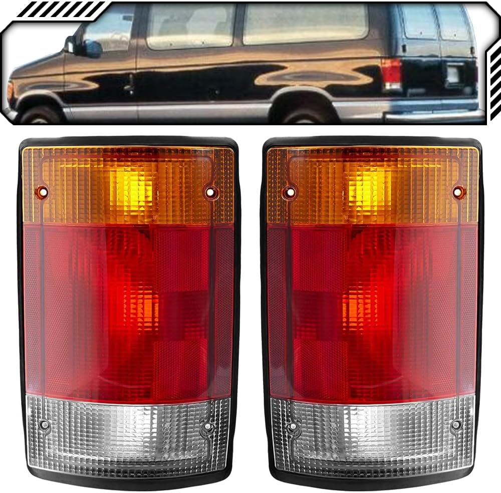EPIC LIGHTING Halogen Replacement Spec Tail Lights Compatible with FORD 92-94 ECONOLINE VAN CLUB WAGON [ FO2800115 FO2801115 F2UZ13405A F2UZ13404A ] Pair