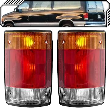 EPIC LIGHTING Halogen Replacement Spec Tail Lights Compatible with FORD 92-94 ECONOLINE VAN CLUB WAGON [ FO2800115 FO2801115 F2UZ13405A F2UZ13404A ] Pair