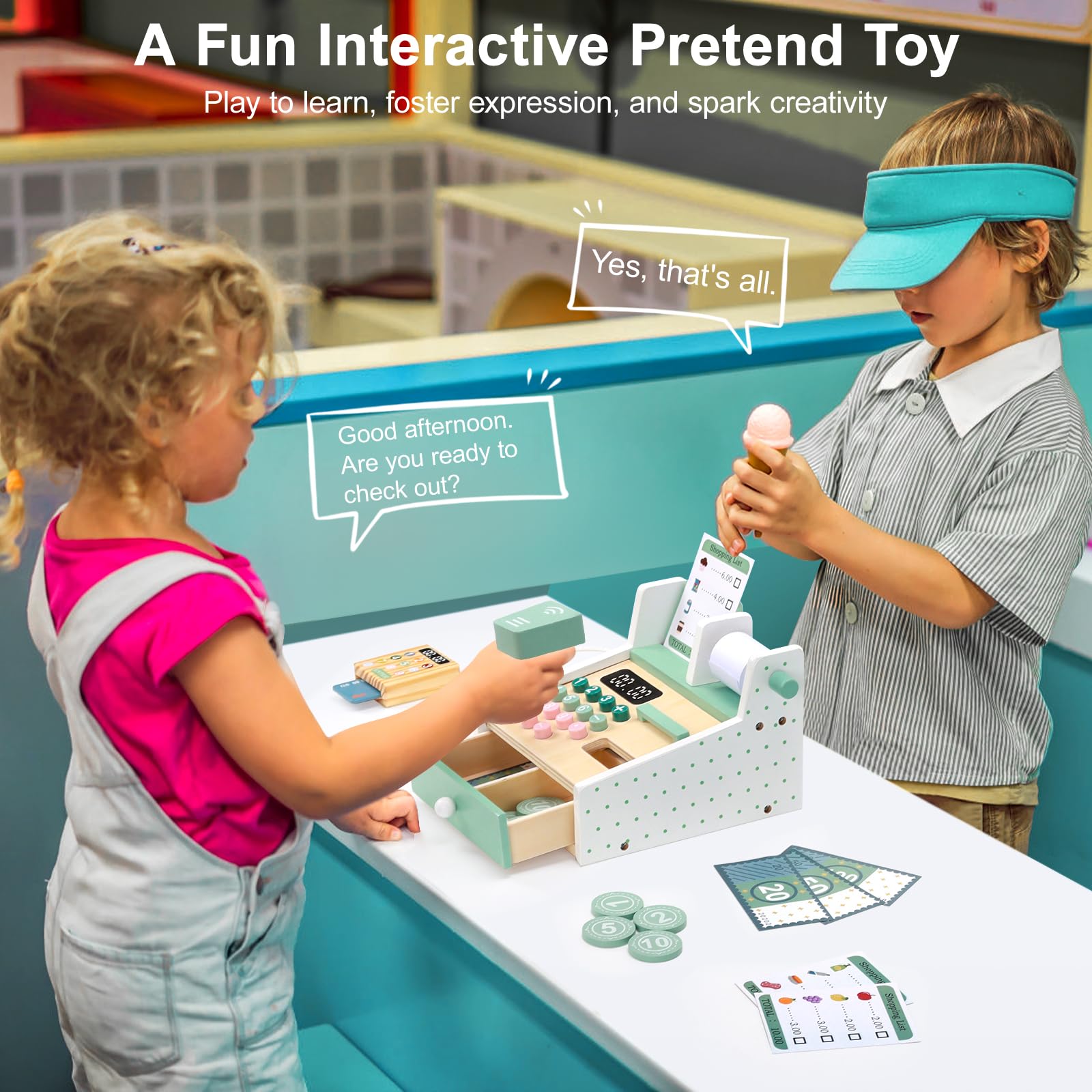 Registro de efectivo para niños, juguetes Role Play