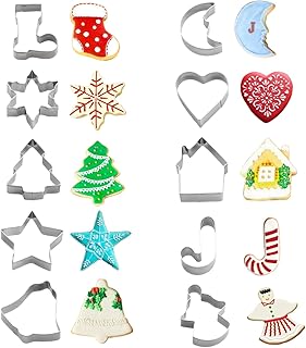 Sponsored Ad - Christmas Cookie Cutters Set - Holiday Mini Cookie Cutter set of 10, Include: Gingerbread House, Snowflake,...