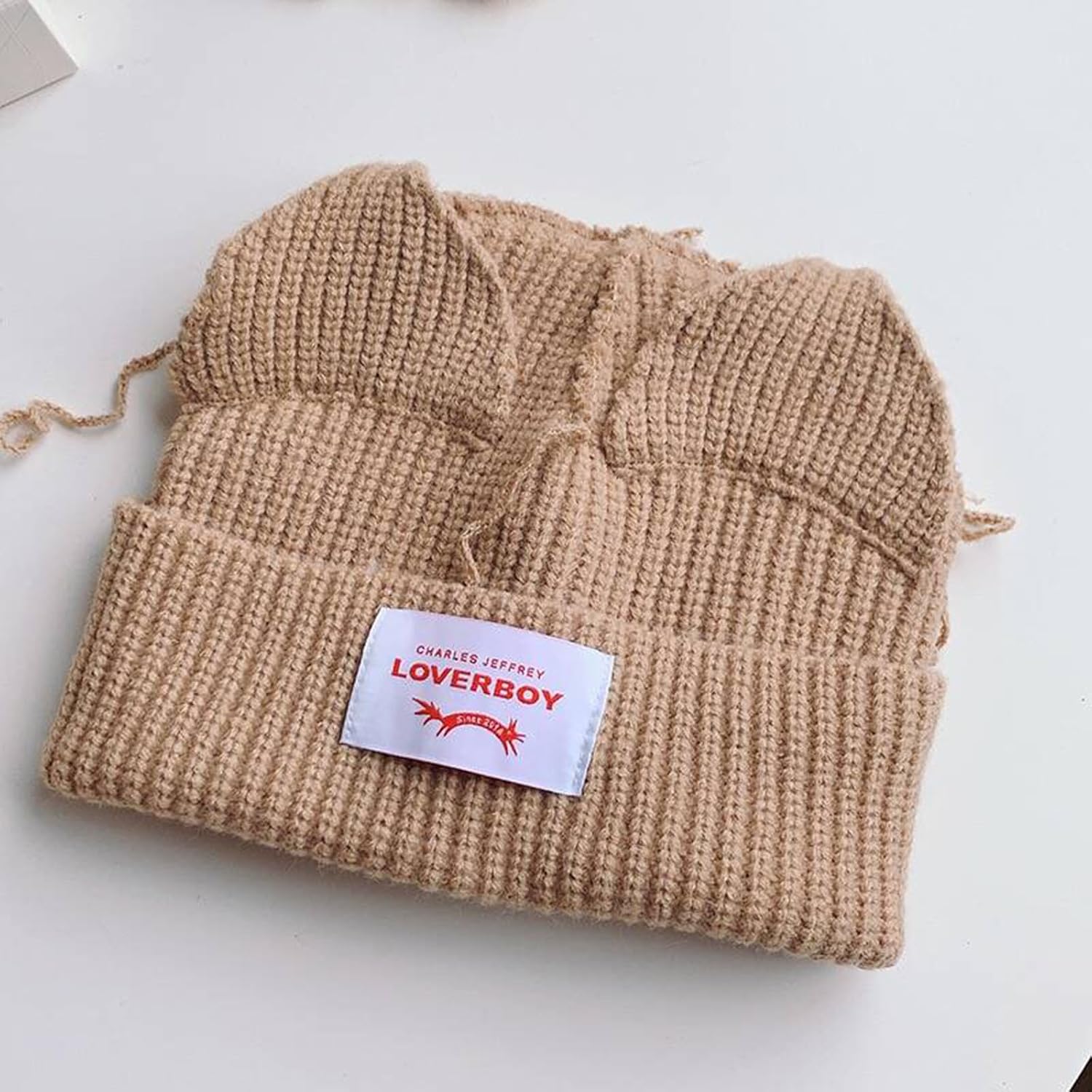 Knitted Beanie Hat for Women Men Cute Bunny Long Ear Hat Slouchy Cat Ear Hat Crochet Fluffy Winter Warm Rabbit Y2k Skull Cap