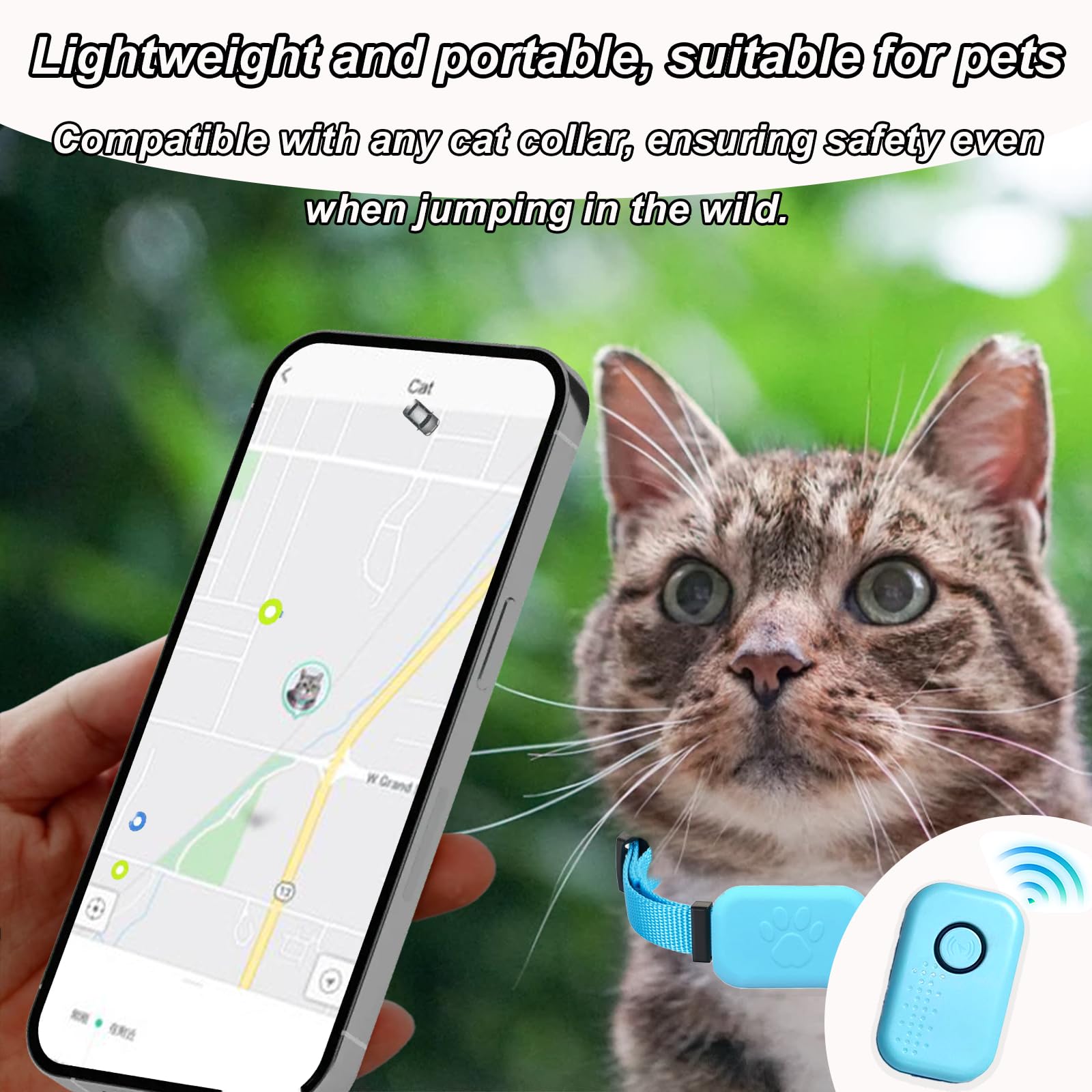 Traceur GPS Pour Chien/chat Sans Abonnement - Compatible IOS/Android, étanche IP67 - Léger, Pour Collier - Suivi En Temps Réel