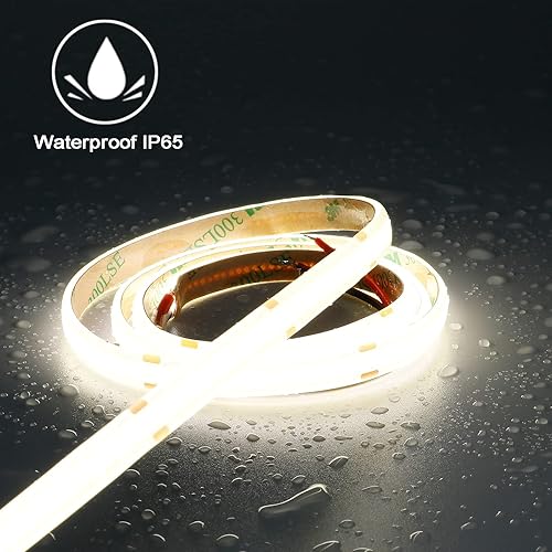 Miniatura 2 de TOPAI Tira de luz LED COB de 12 V, 4000 K, blanco natural, impermeable, IP65, alto brillo, 4000 lm, CRI 90+ 16.4 pies, 2400 ledes, sin puntos, de