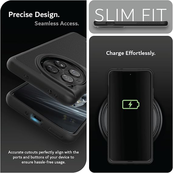 TUDIA Case for OnePlus 12 5G 2024 - MergeGrip Military Grade, Drop Tested, Dual Layer, Shockproof, Anti-Slip, Heavy Duty & Protector Cover Protective Phone Case - Matte Black
