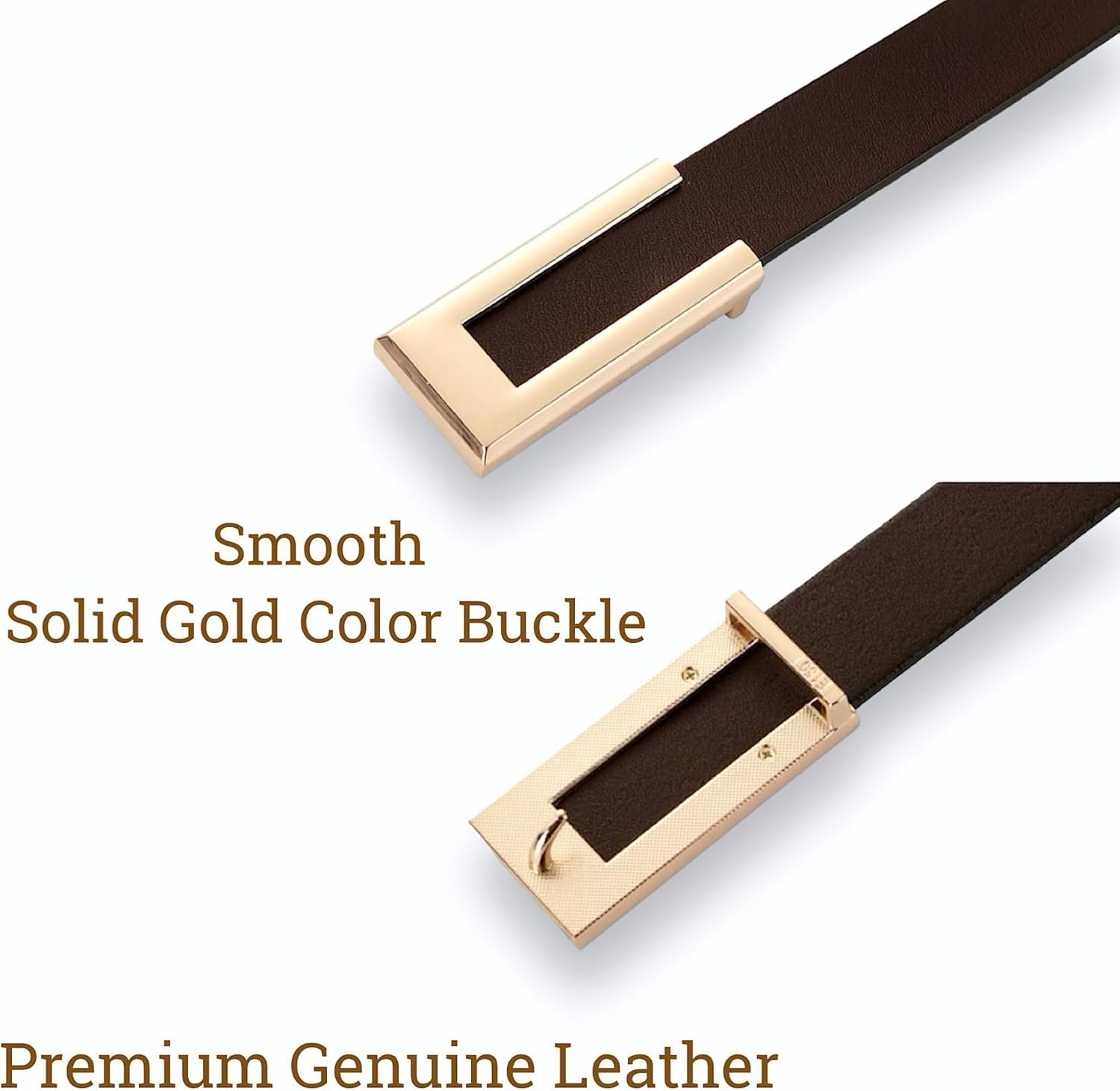Women's Belt Genuine Leather Belts Durable Waist Belt Gold Color Buckle Waistband For Pants, Jeans, Width 0.80" - Image 4