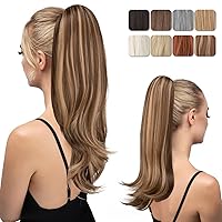 Vista 11 de Extensión de cola de caballo con clip, de 18 pulgadas, con cordón, extensiones de cabello para mujer, cola de caballo larga y recta, cola de caballo
