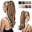 YOUNGWAYS Clip in Ponytail Extension Brunette and Honey Blonde 18 Inch Pony Tails Hair Extensions for Women Long Straight Curly Tail Ponytail Hair piece Synthetic Fake Versatile Pony