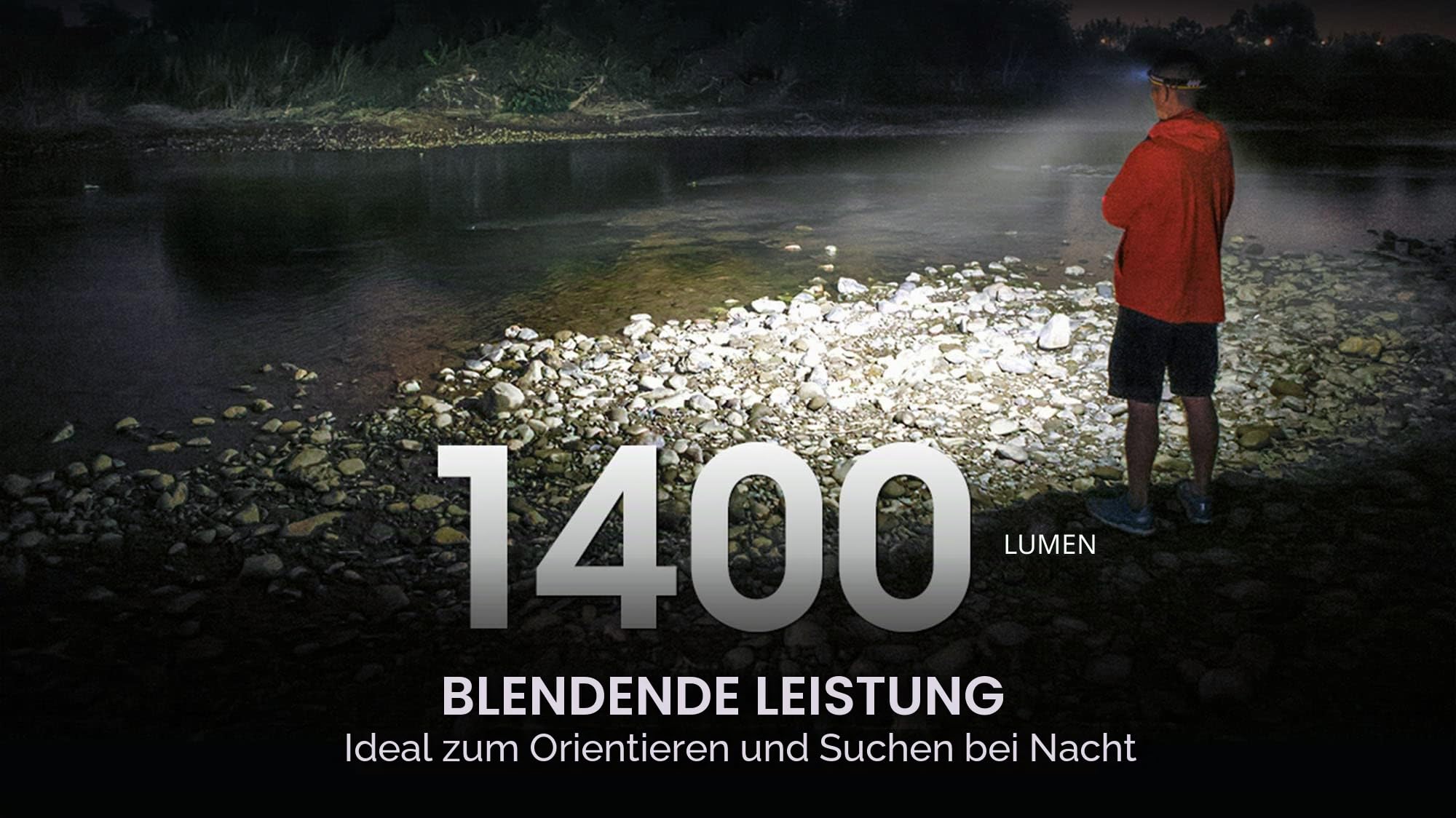 Nitecore NU43 USB-C wiederaufladbare Stirnlampe, 1400 Lumen, hell, leicht, für Camping, Laufen oder Arbeiten, mit Spot, Flutlicht, rotem Licht und Lumentac Organizer