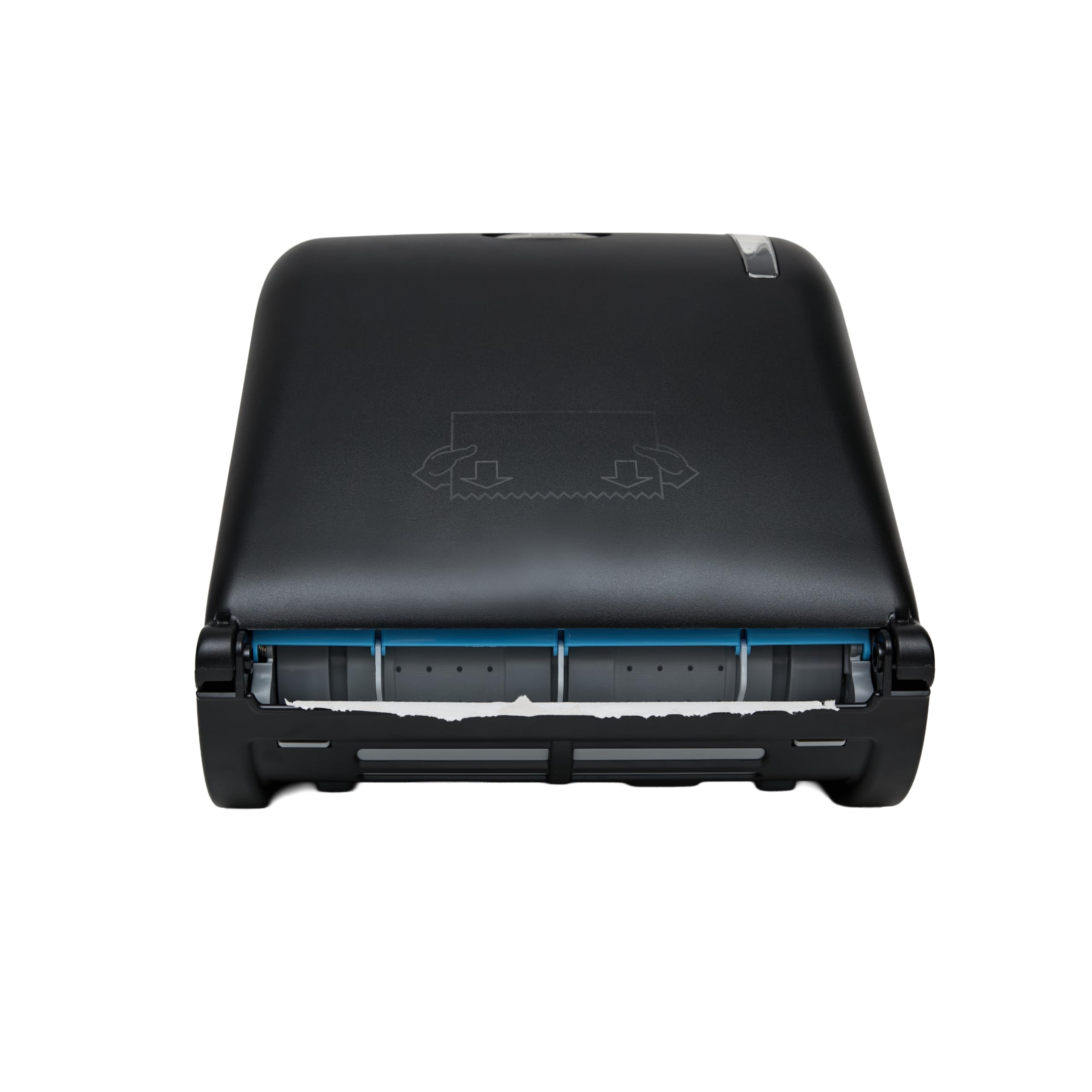 Jofel - Dispenser di carta bobina continua, diametro tra 170-210 mm, servizi pre-tagliati da 20 cm, senza leva, massima igiene e risparmio, realizzato in ABS riciclato nero opaco, AGR54600-MT