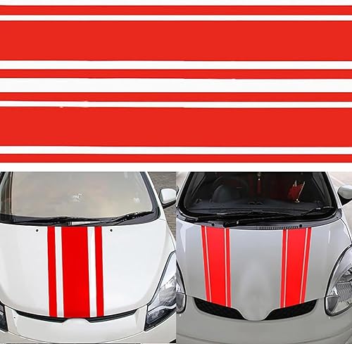 Flygun 2 calcomanías para capó de automóvil, 3.14 x 70.86 pulgadas, autoadhesivas, material de PVC, a rayas, personalizable, accesorios modificados