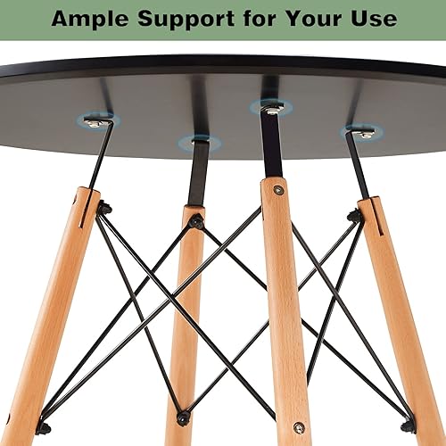 Miniatura 17 de Mesa de comedor redonda de cristal, mesa de cocina pequeña, moderna mesa de comedor circular de 32 pulgadas con patas de madera para cena, espacios