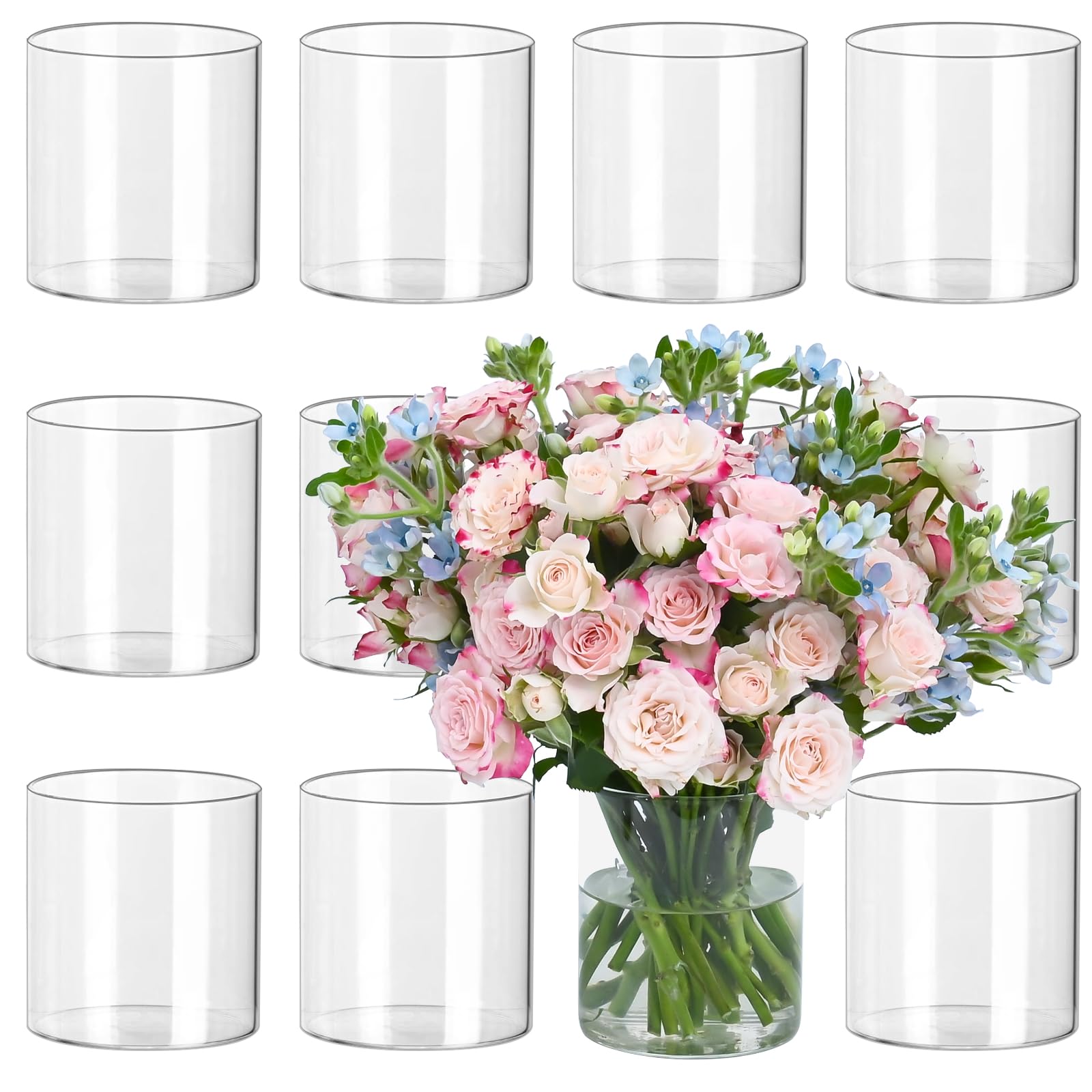 Vases floraux transparents en vrac pour sublimer une décoration de table de mariage