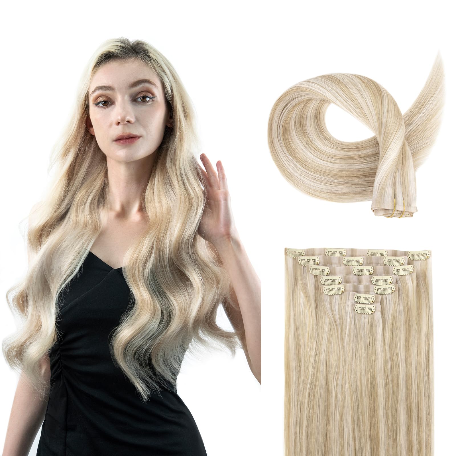 SOBEAUTY Clip in Hair Extensions, 100% Real Human Hair Remy Natural Volume Hair Extensions