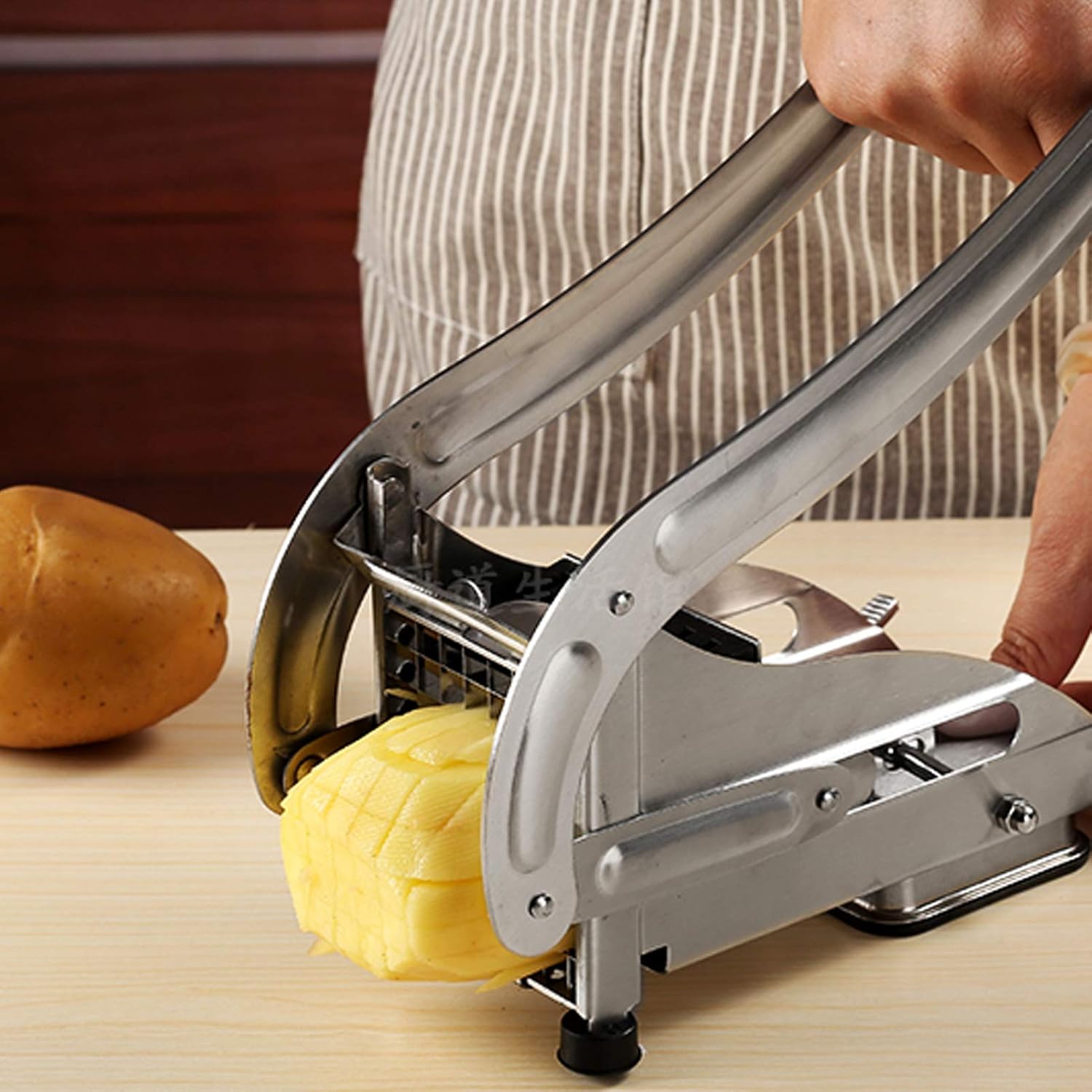 Potato Cutter, Potato Chip Chopper French Fry Cutter Stainless Steel Potato Strip Chopper Cutting Machine for Household Kitchen