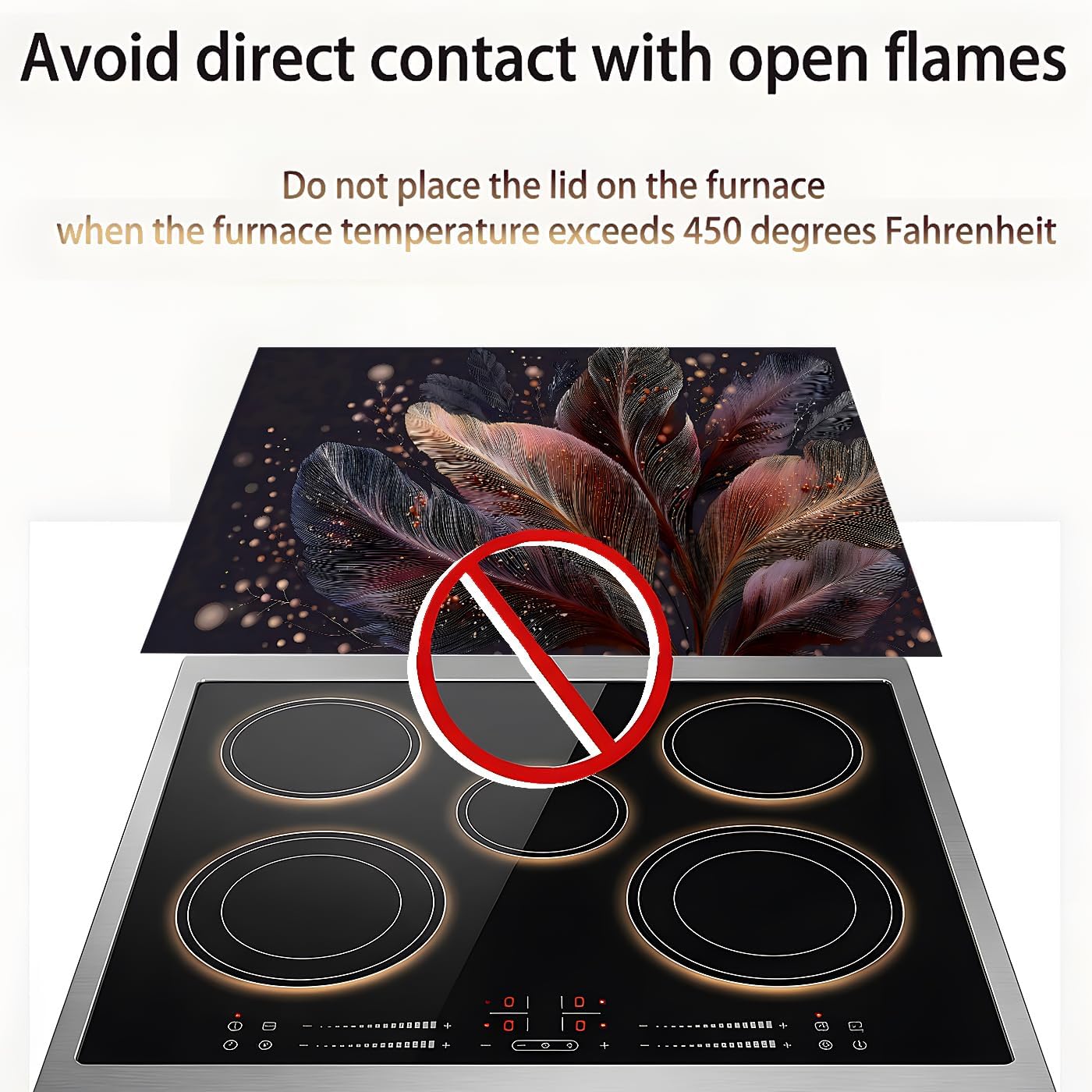 Stove Top Covers for Electric Stove 28.3 x 20.5 Inches, Waterproof Heat Resistant Glass Cooktop Cover, Grease Oilproof Stove Shield Protector for Ceramic Flat Top - Rustic Kitchen Decor(Feather)