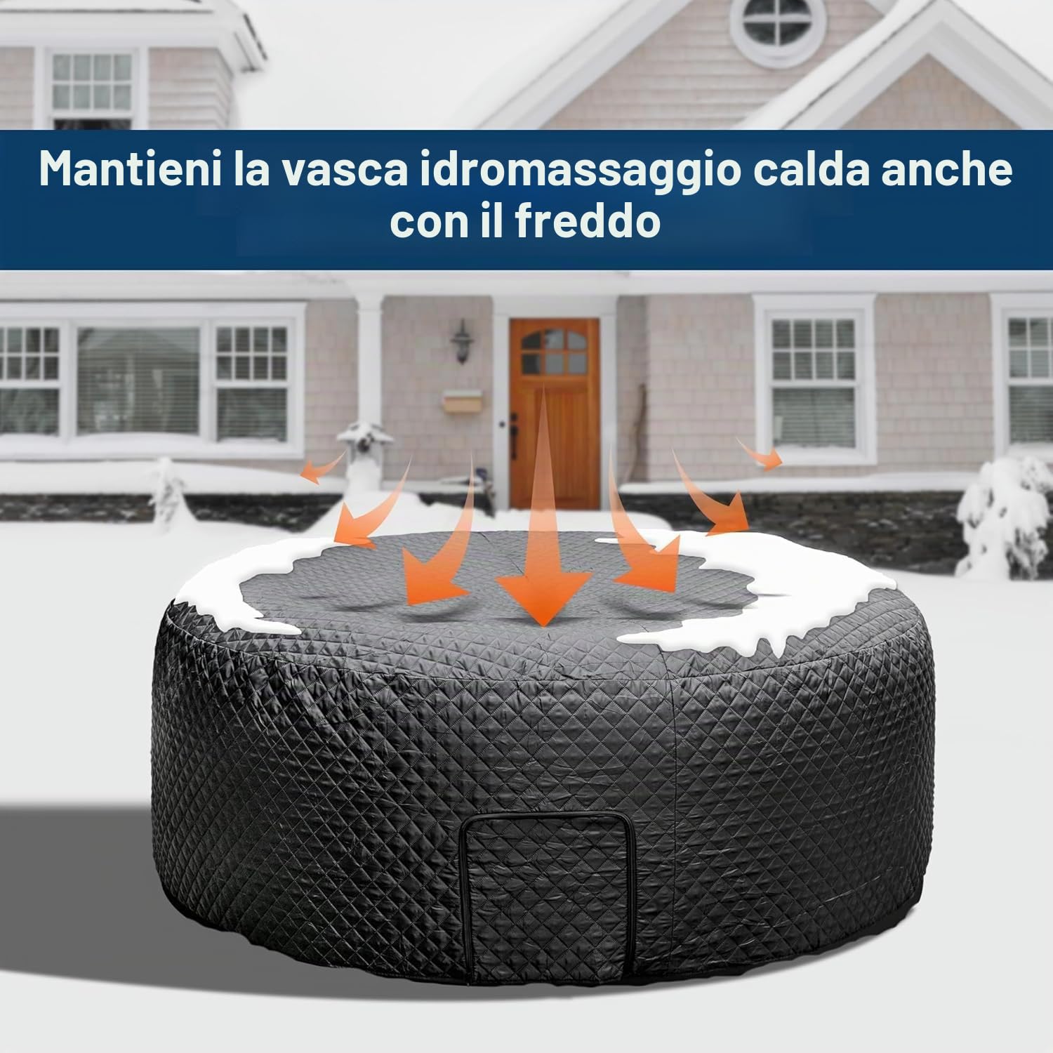Copertura termica universale rotonda per vasca idromassaggio 180 cm, copertura gonfiabile con porta cerniera, isolamento extra e antipolvere