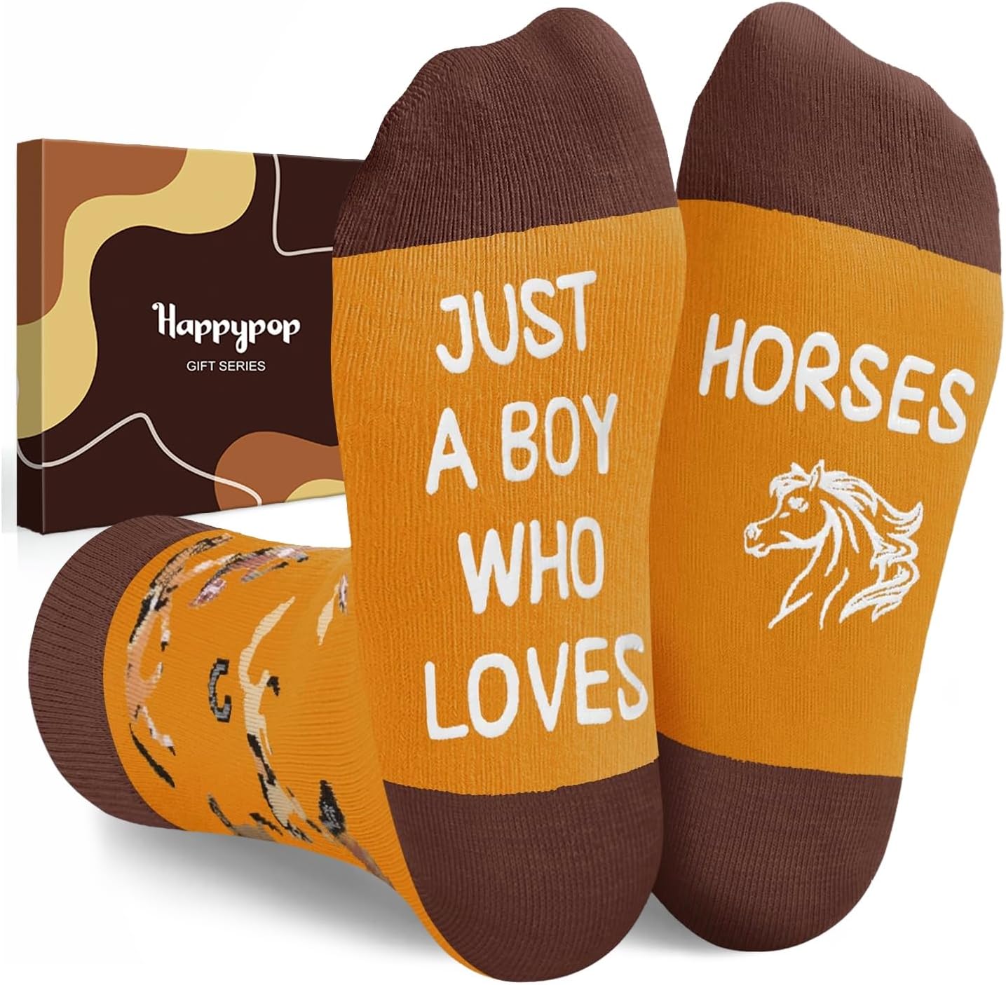 HAPPYPOP Funny Socks for Boys - Chicken Horse Dinosaur Tiger Highland Cow Gifts 7-9 Years