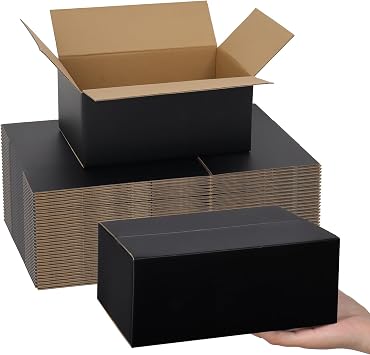 Shipping Boxes Medium 9x6x4 Inches, 30 Pack Mailer Packaging Boxes Bulk, Black Corrugated Cardboard Boxes for Small Business Mailing Packing