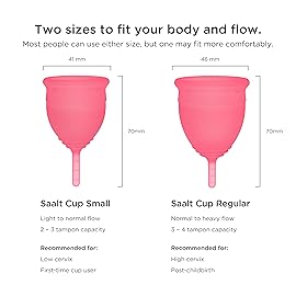 Saalt Menstrual Cup - Reusable Period Cup - Made for Comfortable, Leak-Free Protection Up to 12 Hours - BPA & Latex Free - Includes Cup & Carry Bag (Regular, Himalayan Pink)