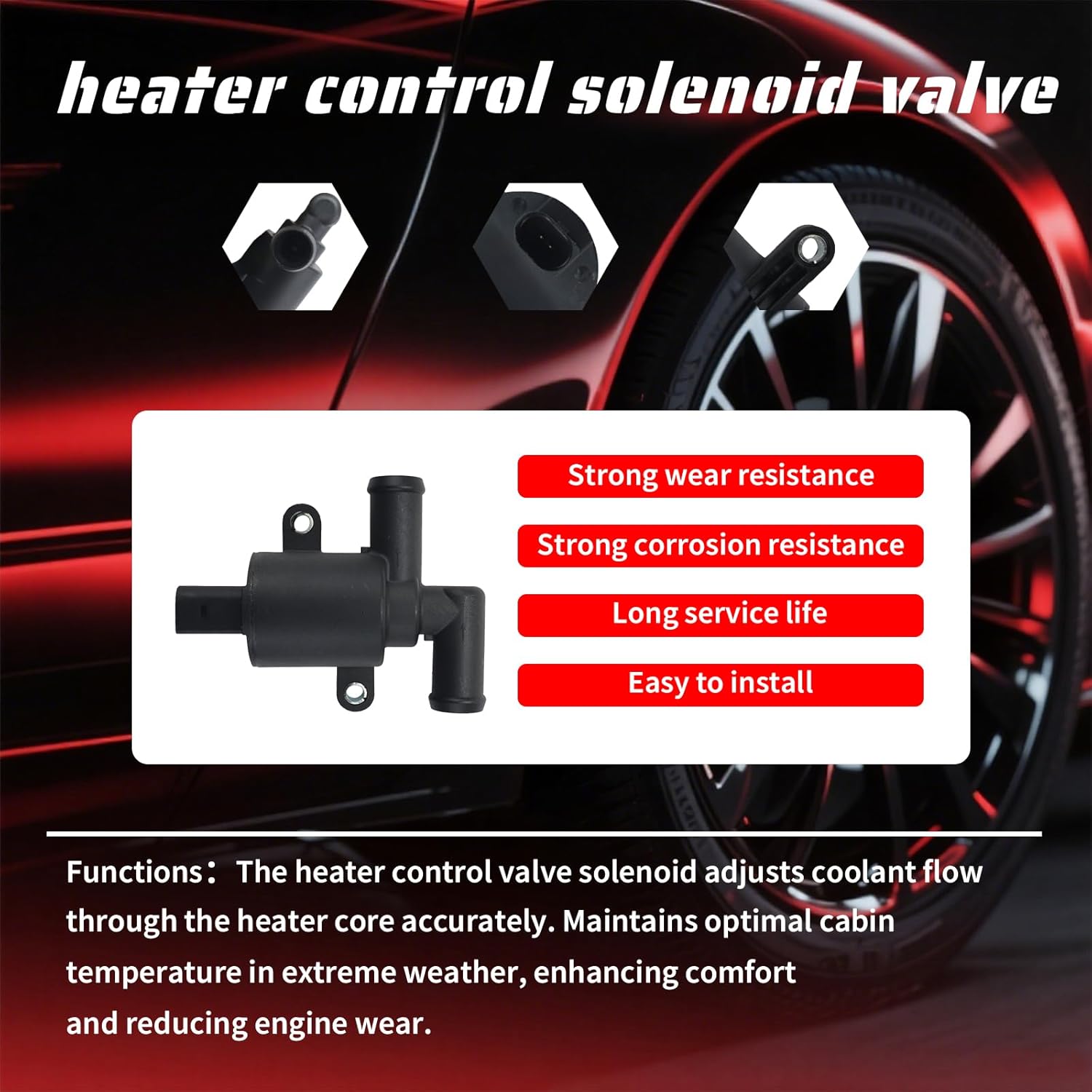 4H0121671D 4H0121671B Heater Control Valve Solenoid Fits for A3 A4 A5 A6 A7 A8 Q3 Q5 Q7 RS6 RS7 S6 S7 S8 TT TTS 2005-2018, Atlas Beetle Golf GTI Tiguan 2012-2018 Heater Control Water Valve