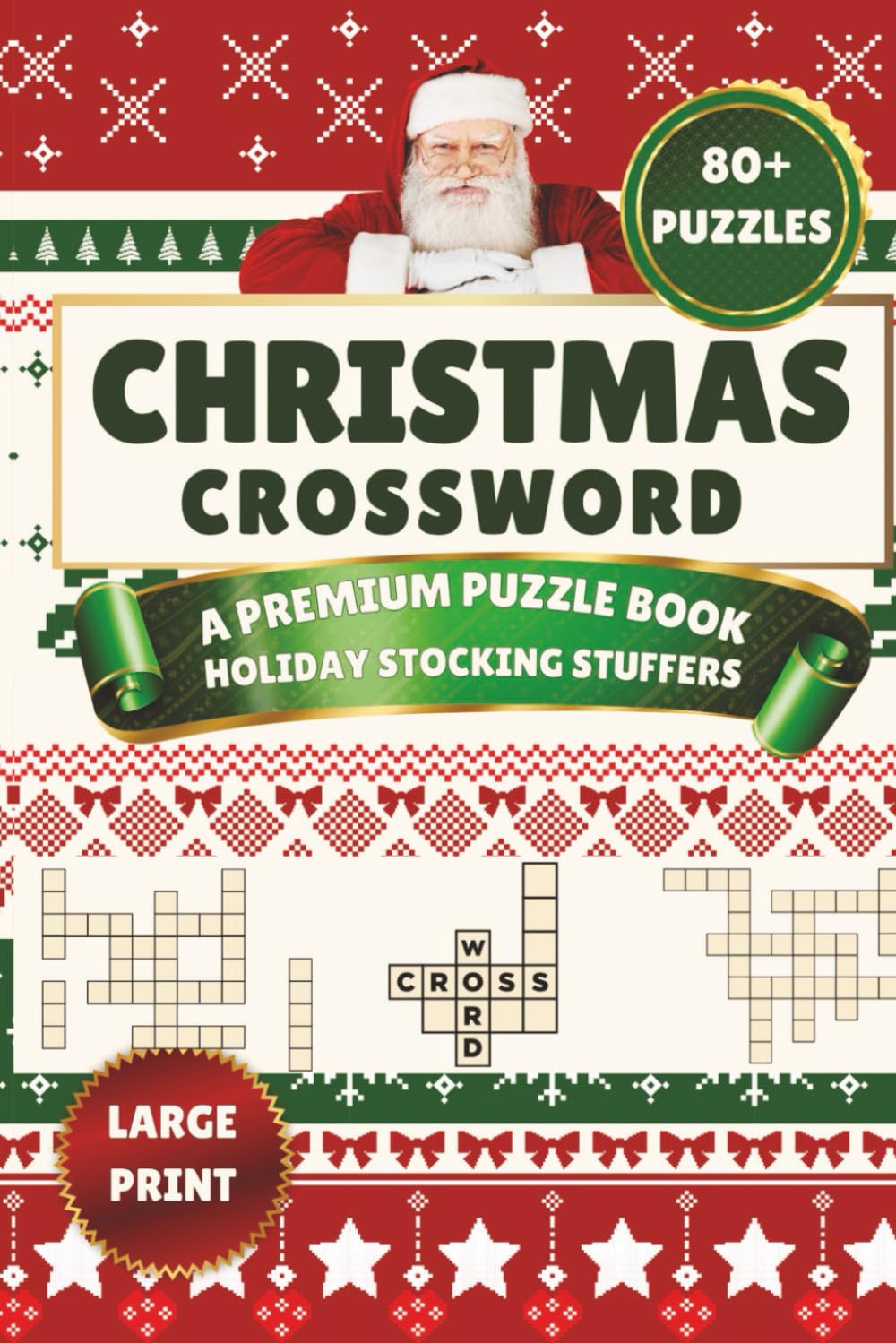 A Premium Christmas Crossword Puzzle Book: Large-Print Puzzles for Cozy Winter Fun, Relaxation & Holiday Stocking Stuffers