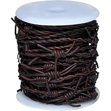 33 Feet Artificial Barbed Wire Ribbon of Leather, Brown