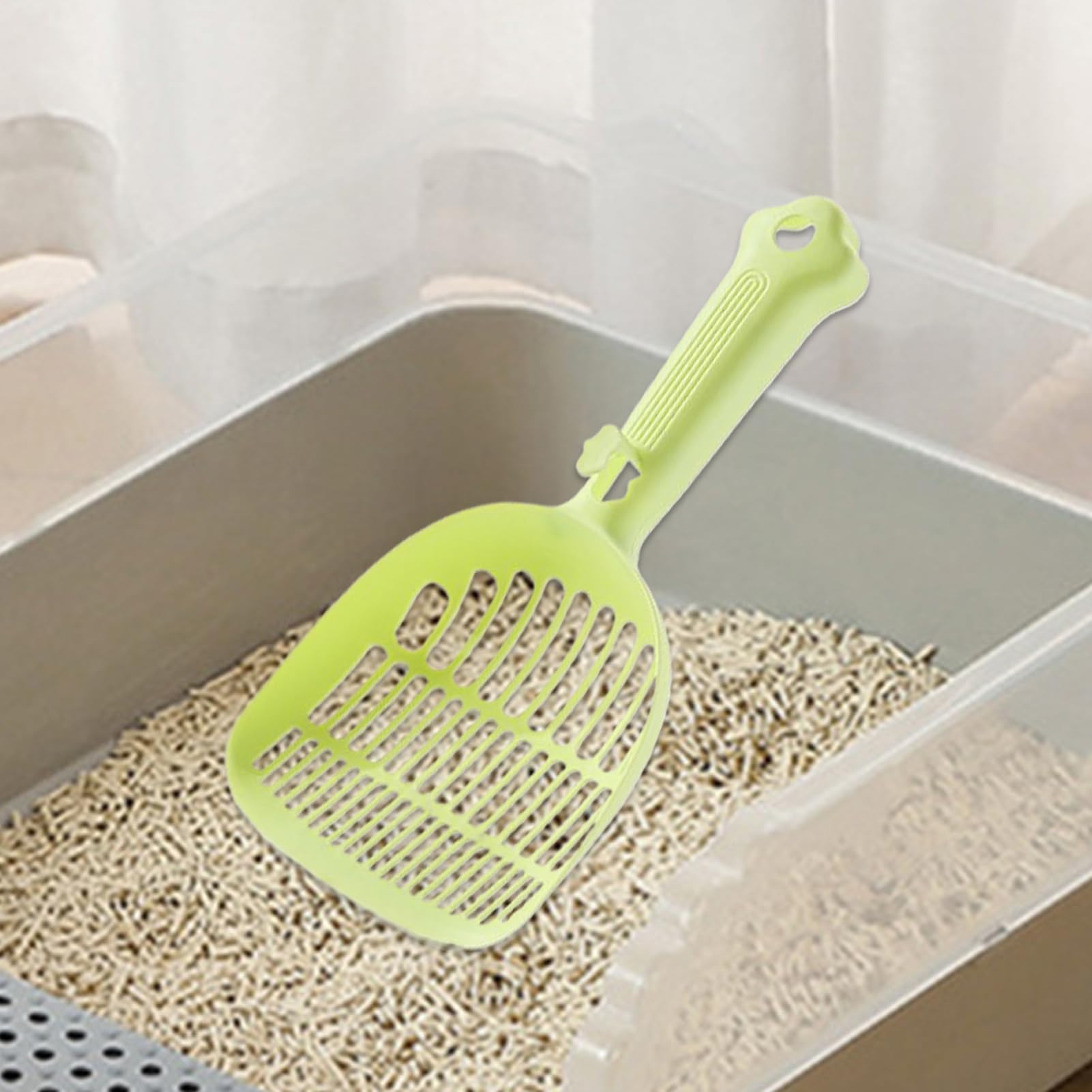 Paletta per lettiera, Pala setaccio ergonomica con Manico Lungo for Animali Domestici, Pulizia efficiente, casa, Facile da Usare in Interni(Green)