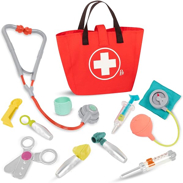 B. toys - Kit per la cura del mini medico - Set da gioco per il dottore - Strumenti medici realistici - Set di giochi di finzione per bambini e ragazzi - Giocattolo educativo - 18 mesi + - 1