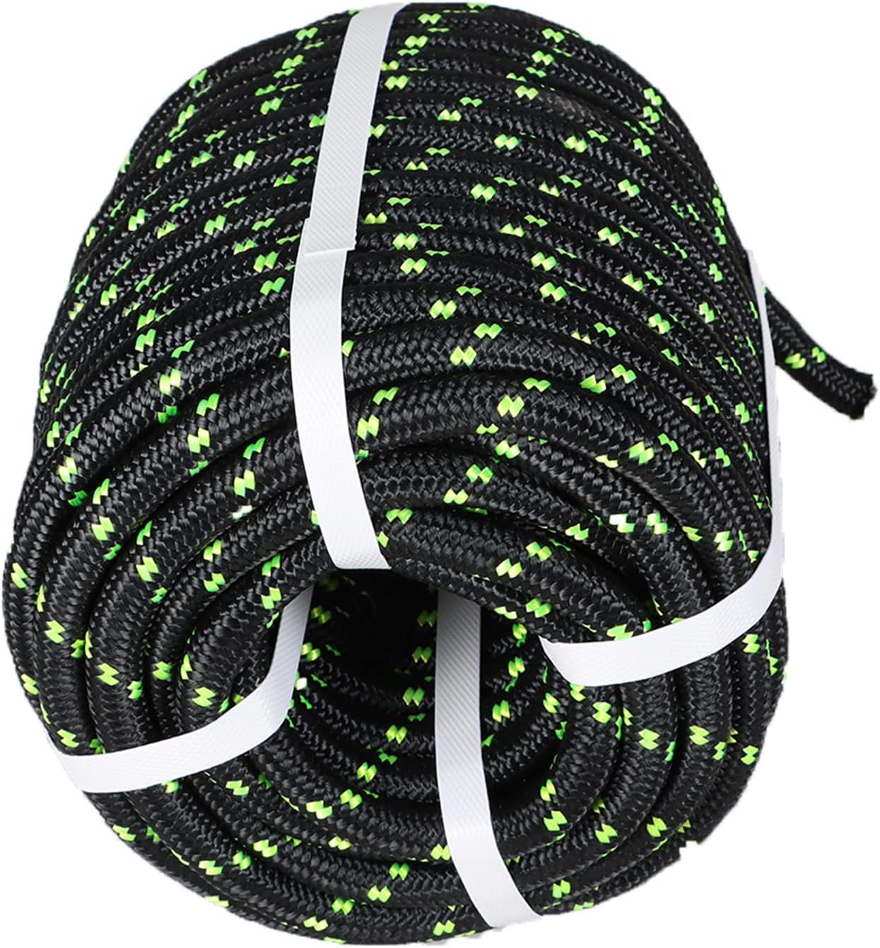 1/2 Inch x 200 FT Double Braid Polyester Rigging Ropes,Nylon Pulling Rope Arborist Rigging Ropes Sailing Rope for Camping Swings Arborist Gardening Marine, Black & Green