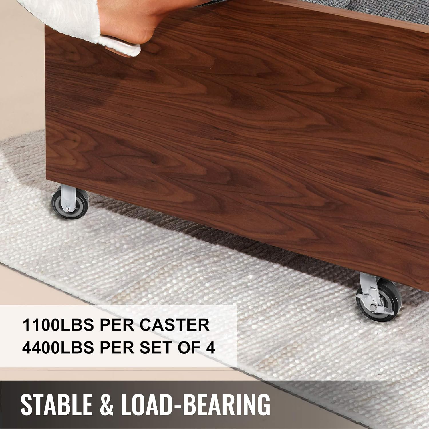 Amazon Crazy 🔥 Deals BestEquip 4 Pack 6 Inch Caster Wheels 2 Rigid and 2 Swivel Casters with Side Brake Polyurethane Casters Iron Core Plate 1100LBS Capacity per Wheel