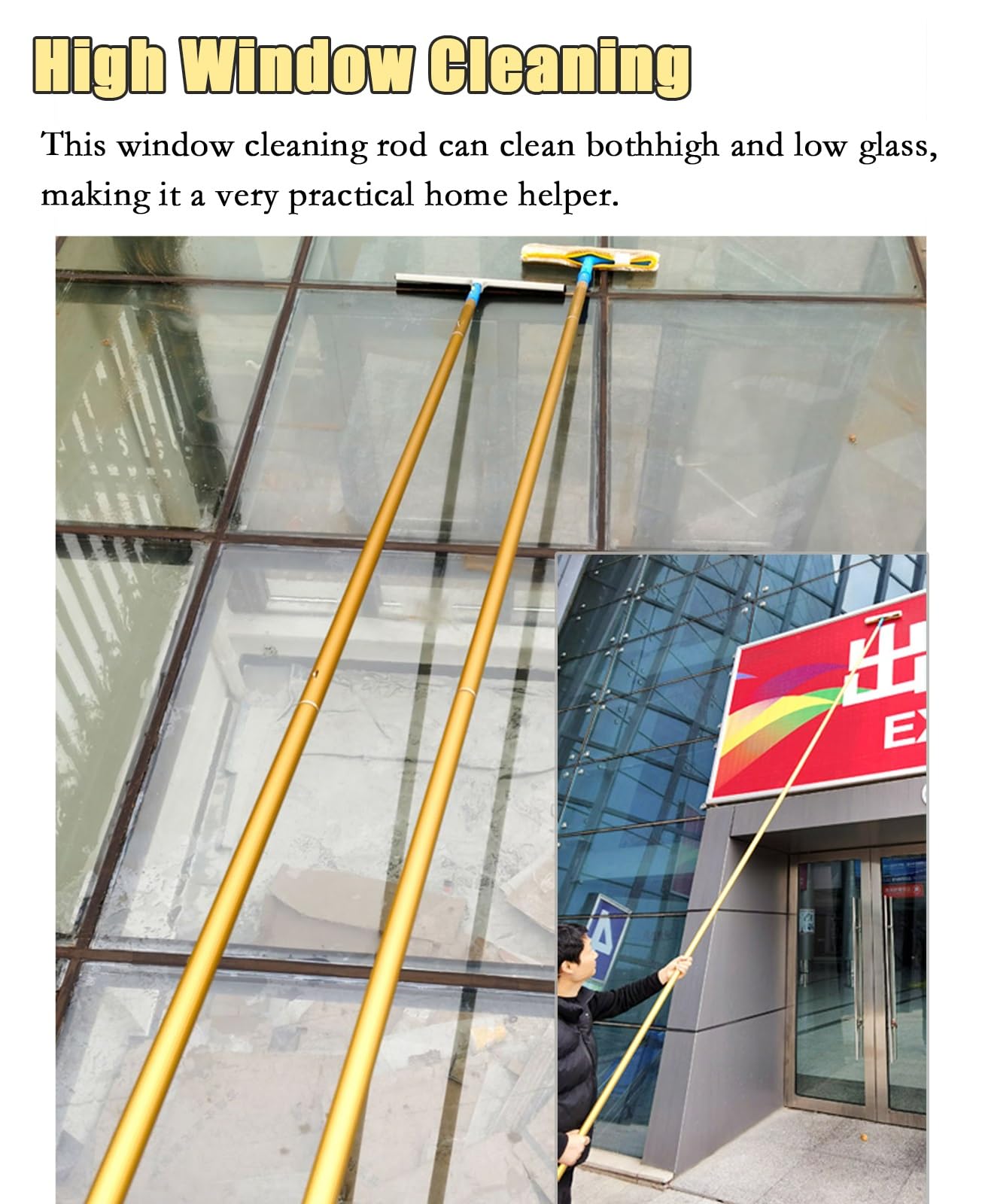 Limpiacristales Limpiador de Ventanas Herramientas De Limpieza De Ventanas Para Ventanas Altas En Exteriores, Kit De Lavado De Ventanas Profesional Con Varilla Extensible De 2, 4, 5, 6 Y 7 M(6m/19.7ft