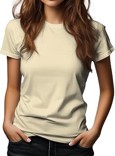Cotton Womens Shirts Graphic Print T-Shirt Trendy Round Neck Casual Short Sleeve Tees Summer Breathable Tops