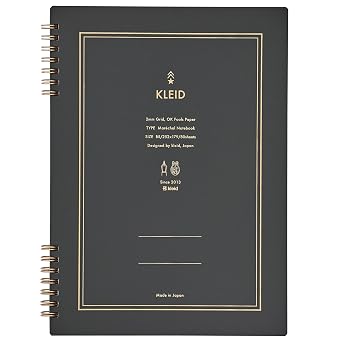 kleid 7200-01 Ring Notebook, Marechal Notebook, Charcoal, B5, 0.08 inch 2 mm Square