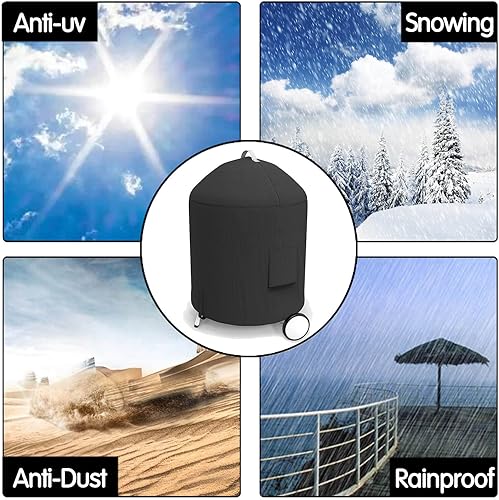 Vista 7 de Grisun Funda para parrilla Weber de 22 pulgadas, resistente al agua, antidecoloración, compatible con Weber 7176 7150, cubierta de parrilla