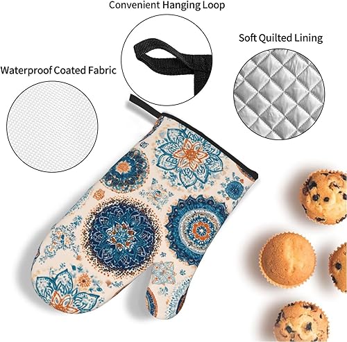 Miniatura 165 de Manoplas de horno y soportes para ollas, arte de mármol blanco y dorado, juego de 4 guantes de cocina resistentes al calor, antideslizantes