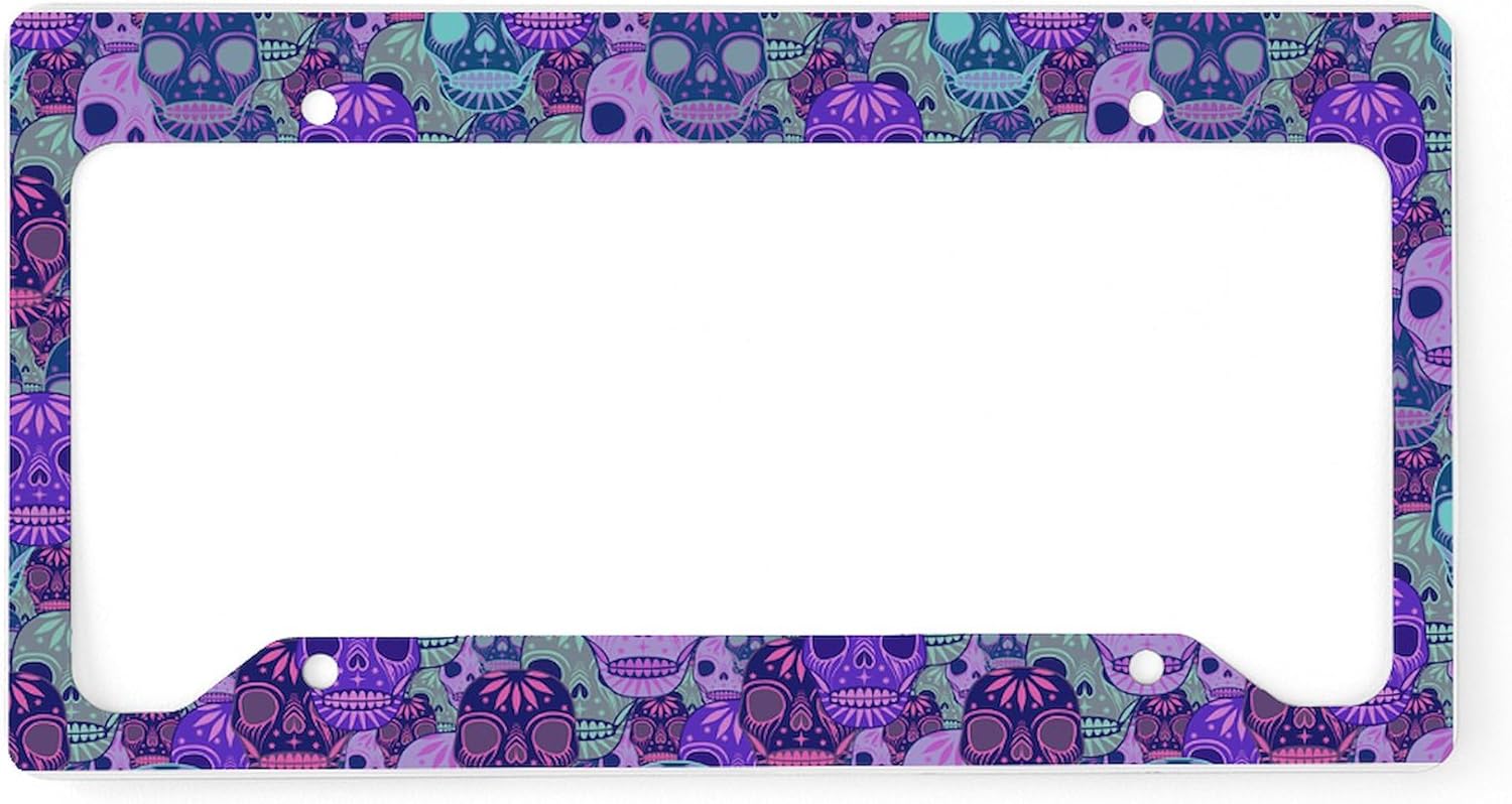 CafePress Purple Calavera License Plate Holder Aluminum License Plate Frame, License Tag Holder