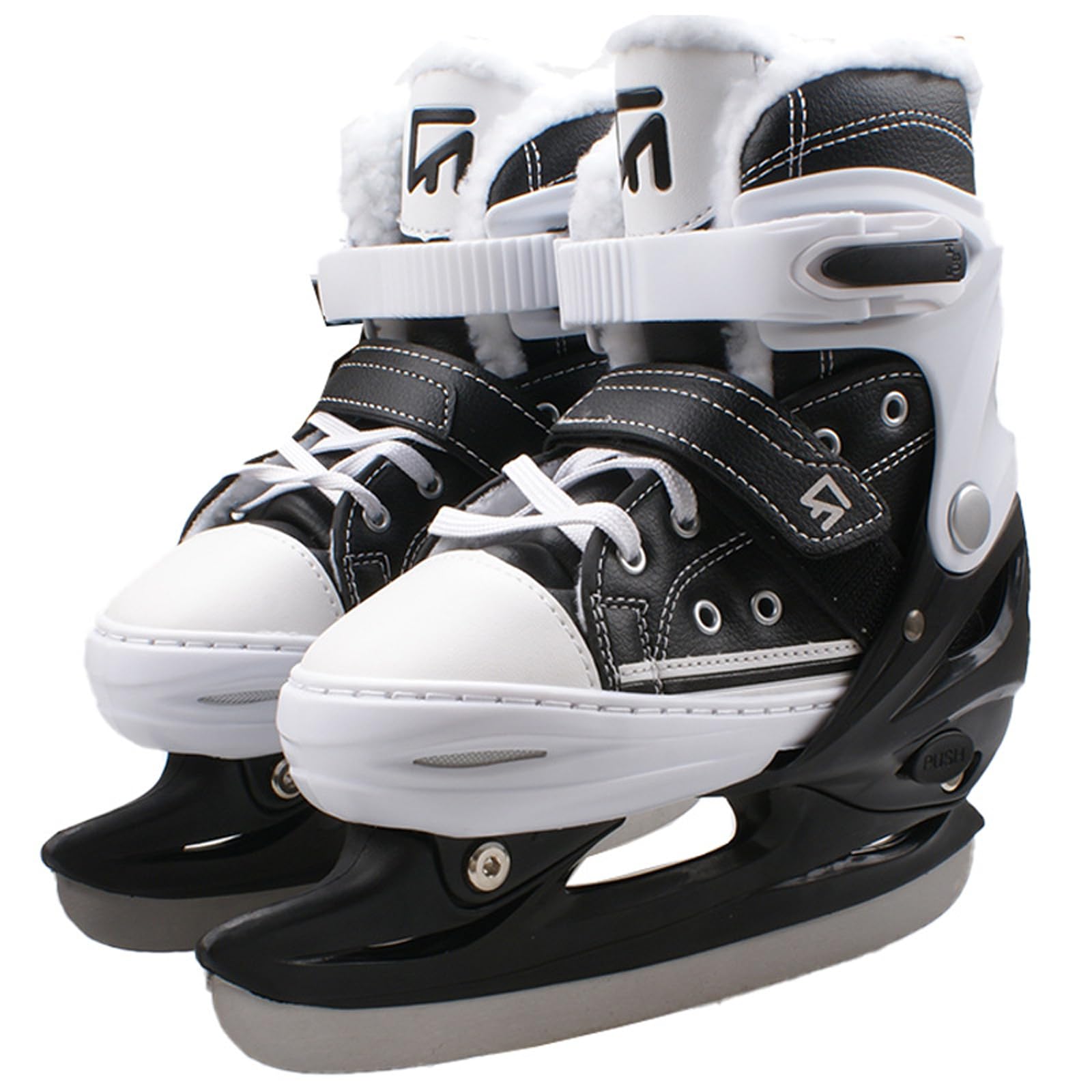 Patins de hockey sur glace junior,Patins de hockey sur glace réglables pour débutants hommes et femmes,Patins À Glace avec Système De Laçage Rapide Et Boucle À Poussoir pour Un Maintien Sûr