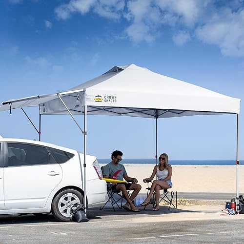 Miniatura 2 de CROWN SHADES Tienda de campaña desplegable de 10 x 10 pies con bloqueo central, toldo comercial instantáneo con tela revestida de plata 150D,