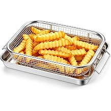 P&P CHEF Air Fryer Basket for Oven, Air Fryer Basket and Tray, 9" x 7"