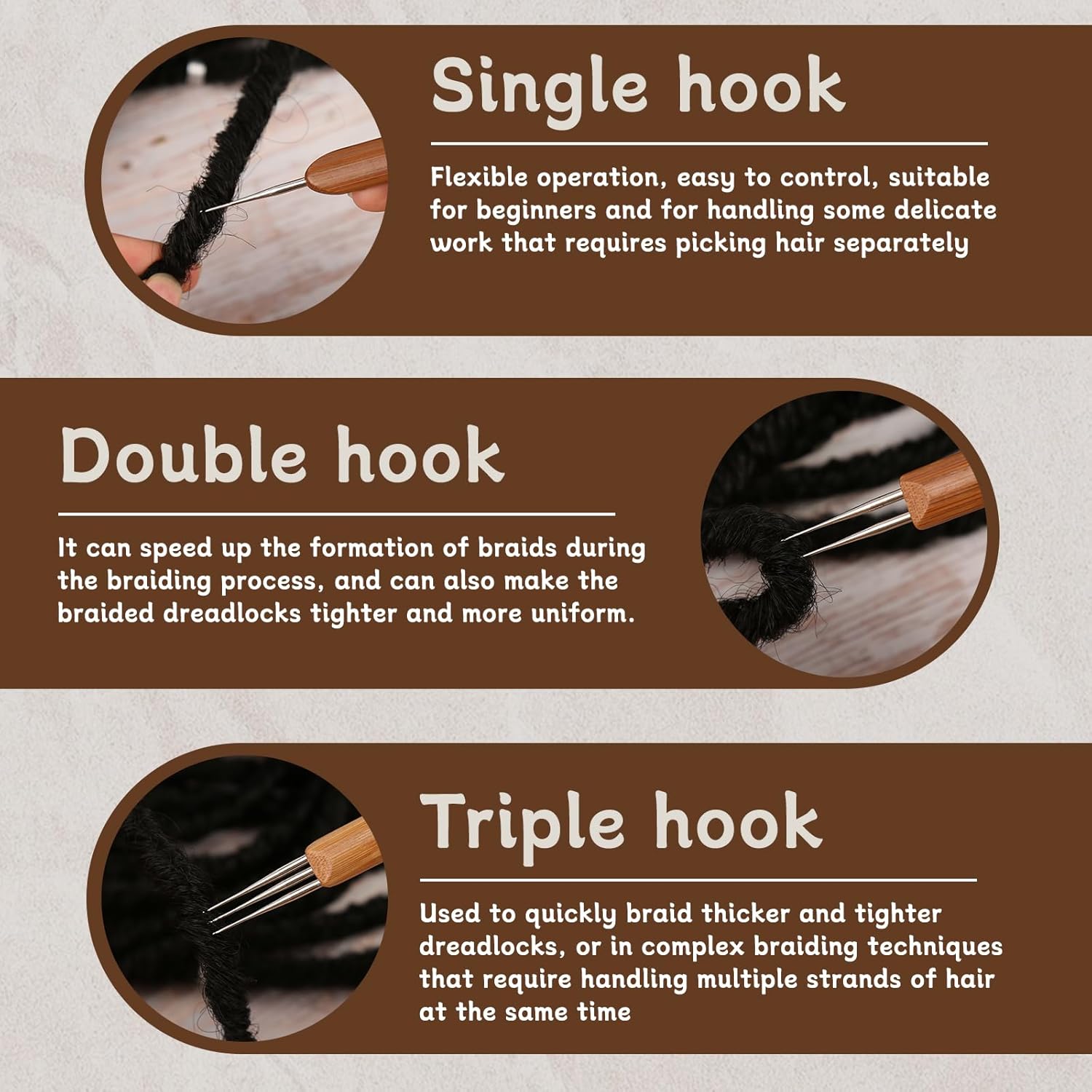 kgxulr Crochet Hooks for Hair,5 PCS Hair Crochet Hook, 2 Latch Hook Crochet Needle,Multiple Sizes and Types Crochet Needle for Hair Braiding thumbnail