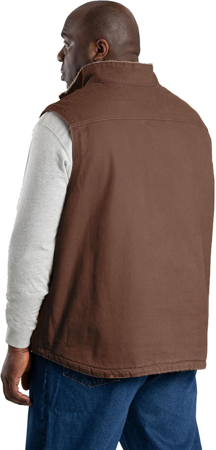 Berne Men's Heartland Sherpa-Lined Washed Duck Vest