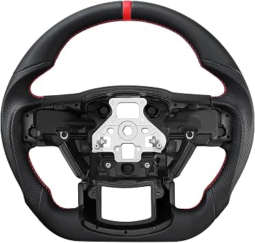 LOSCHEN Full Leather Steering Wheel for F150 Raport 2015-2020, D-shaped Flat-bottom, Full Nappa Perforated Leather Steering Wheel without Paddle Shifters