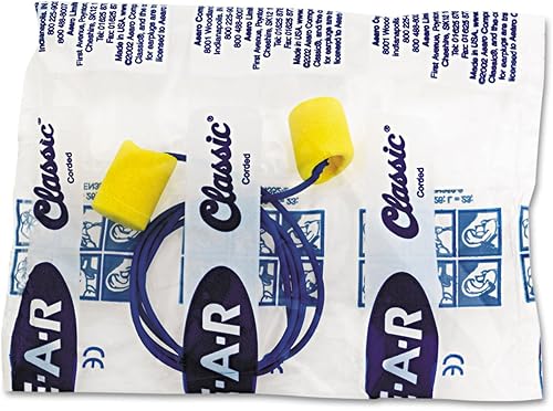 Miniatura 3 de 3M 3111101 EAR Classic Tapones para los oídos, con cable, espuma de PVC, amarillo, 200 pares
