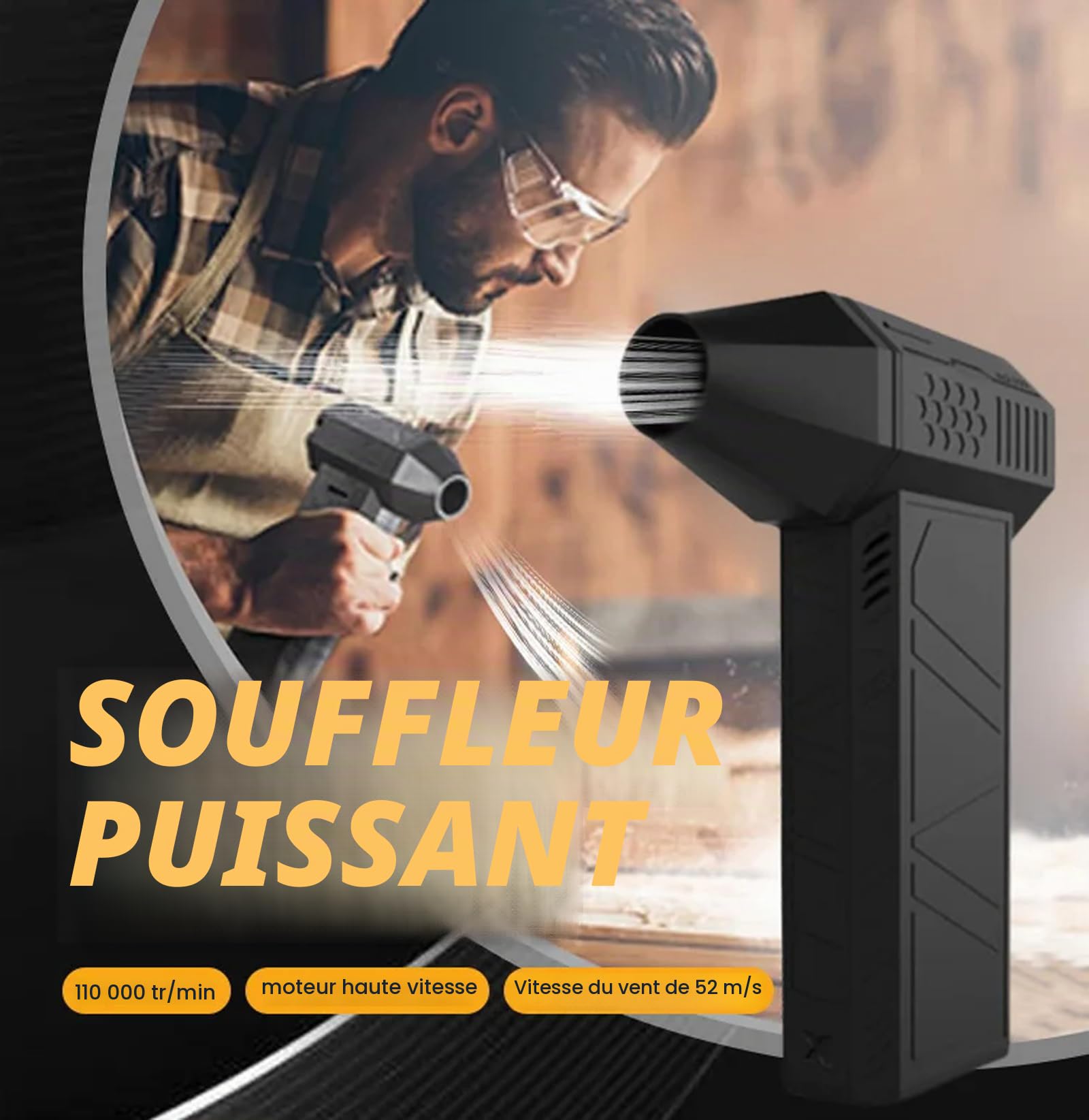 Ac-27 Air Duster 2025 New Air Duster Ac-27 Dépoussiéreur électrique, 3 vitesses, 150 000 tr/min, pulvérisateur à air comprimé, rechargeable, pour clavier, voiture, maison (noir)
