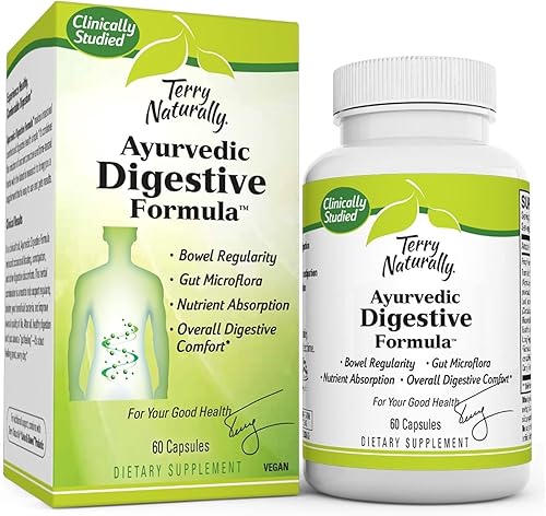 Terry Naturally Ayurvédica fórmula digestiva 60 cápsulas veganas promueve la regularidad intestinal la microflora intestinal y la absorción de
