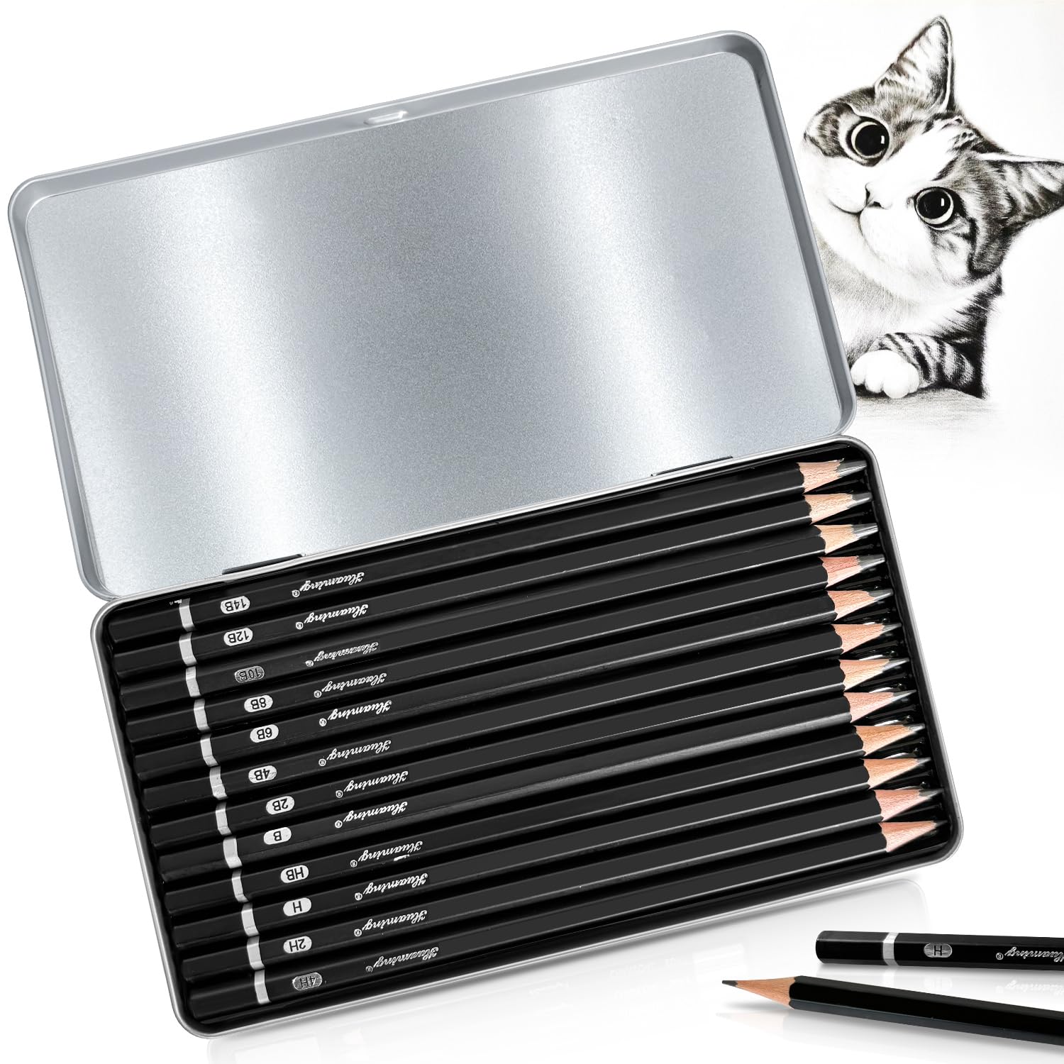 Vicloon Matite da Disegno, 18Pcs Matite da Schizzo in Grafite Professionale, Matite Schizzi per