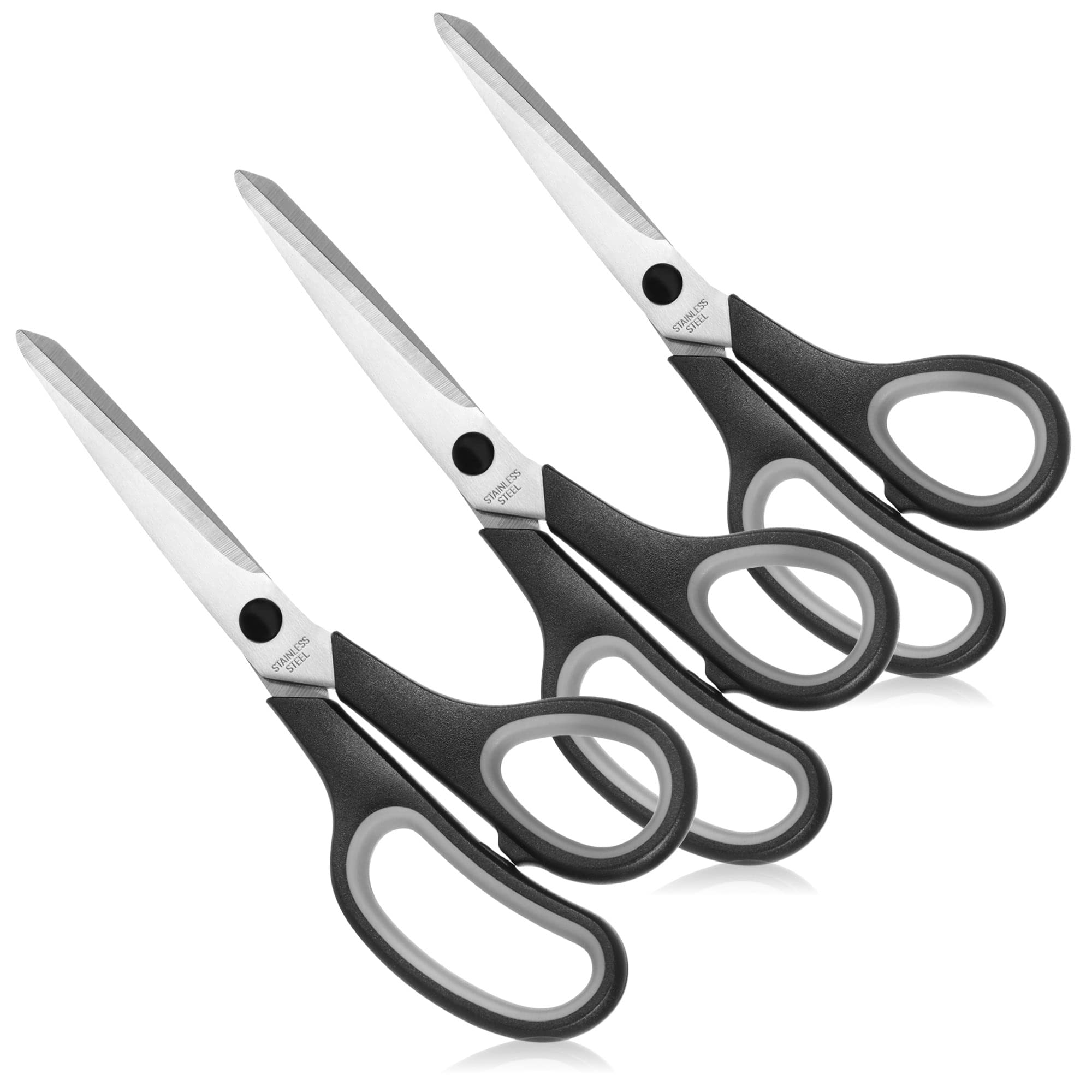 com-four® 30x Schere - große Küchenschere mit Komfortgriff - Bastelschere aus rostfreiem Edelstahl - Haushaltschere für Papier, Karton und Stoff - Schneiderschere - Allzweckschere (30x - M)
