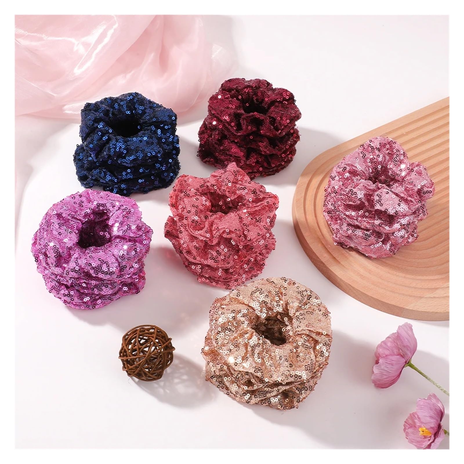 Coleteros pelo Mujer Juego de 180 coleteros con lentejuelas brillantes for el pelo, bandas elásticas 3,9 pulgadas for mujeres y niñas