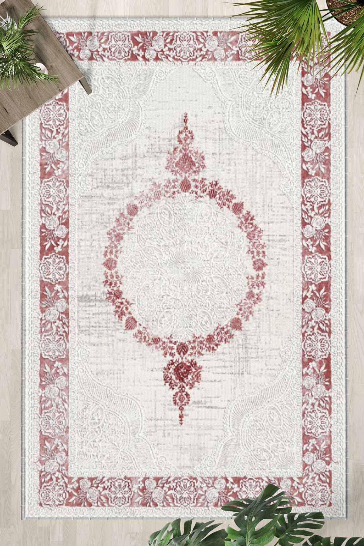 Monnhein Gül Kurusu Halı 1462 - Yıkanabilir, Kaymaz Taban, Dijital Baskılı, Leke Tutmaz, İnce Hav, Modern Salon, Oturma Odası, Yatak Odası ve Mutfak için Dekoratif Halı