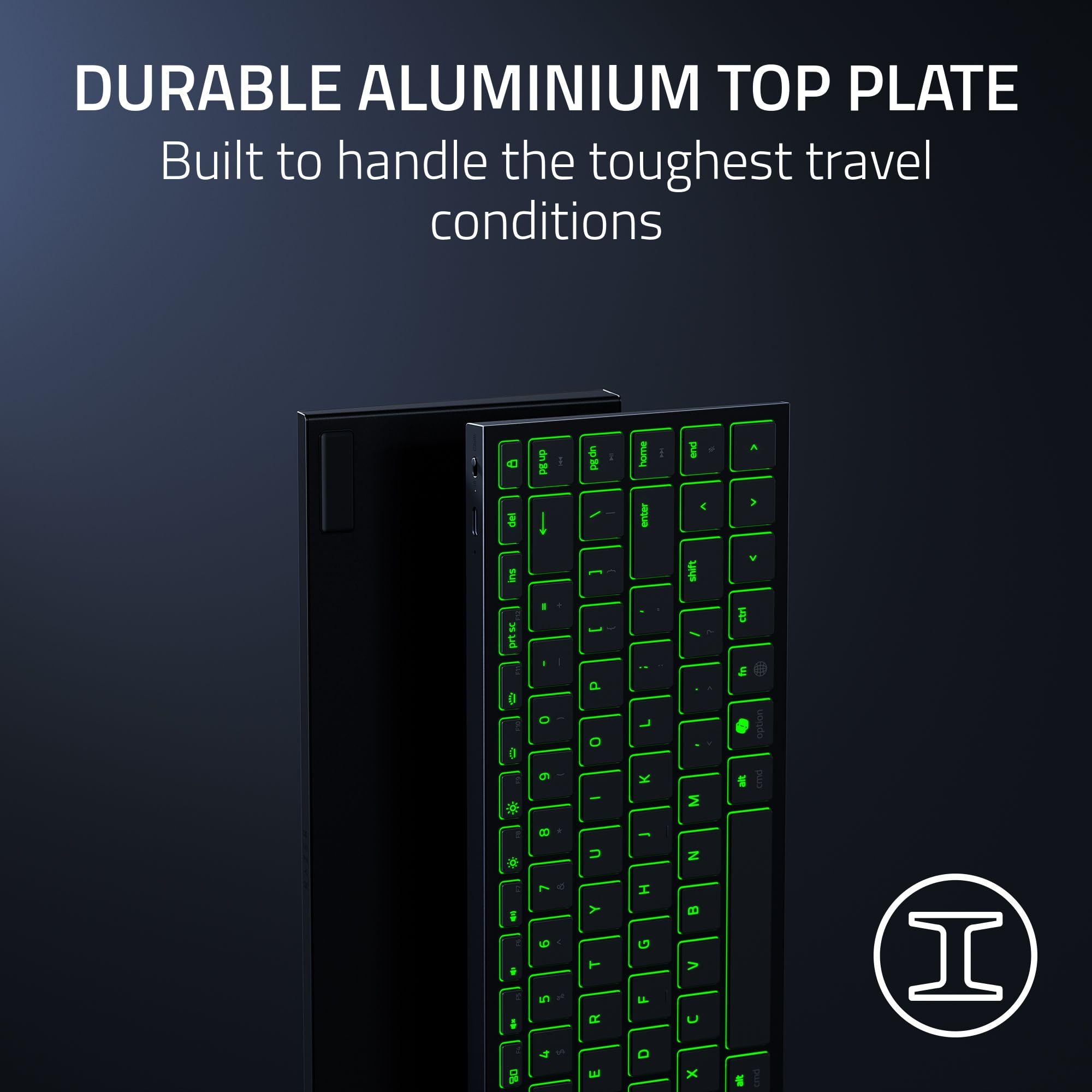 Razer Joro Portable Keyboard - Kompaktowa podświetlana klawiatura bezprzewodowa - Bluetooth - Niski profil - USB-C - kompatybilna z Apple macOS i iOS - Windows PC - Układ US QWERTY | Czarny